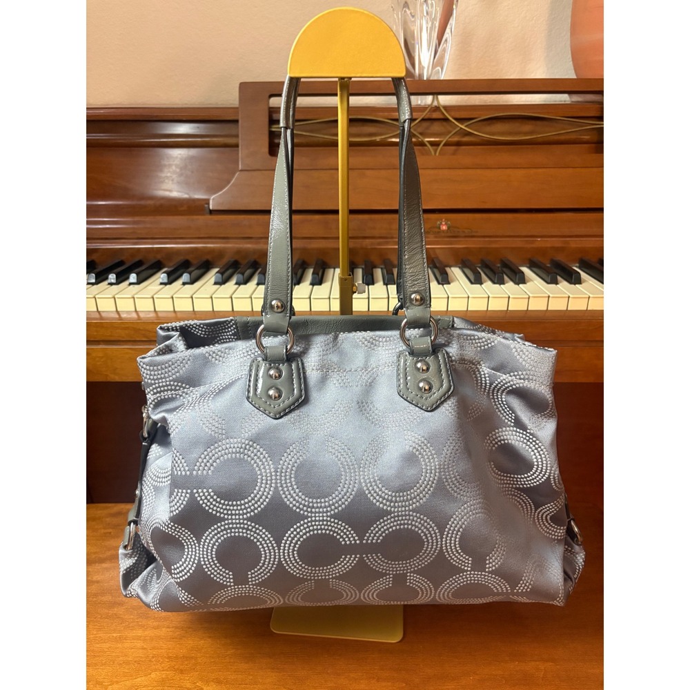 Coach Gray Op Art Signature Satchel Shoulder Bag F1259 F20019 - Picture 2 of 9